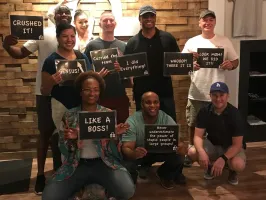 Gregg Bissonette et al. posing for the camera