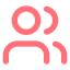 Icon of two people, one behind the other, in red.